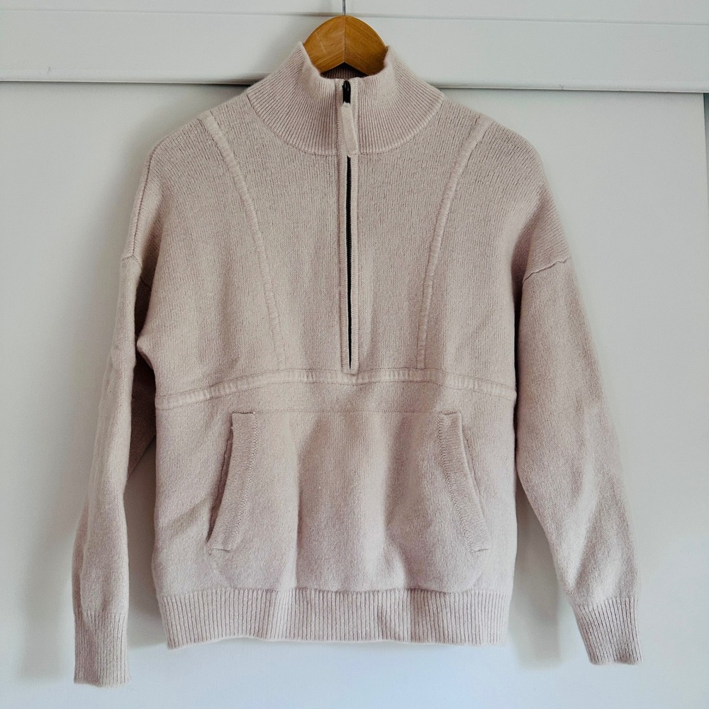 Naked Cashmere Quarter Zip Sweater Kangaroo Pocket XS
